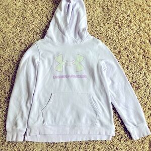 Girls large lavender Under Armour pull over hoodie.